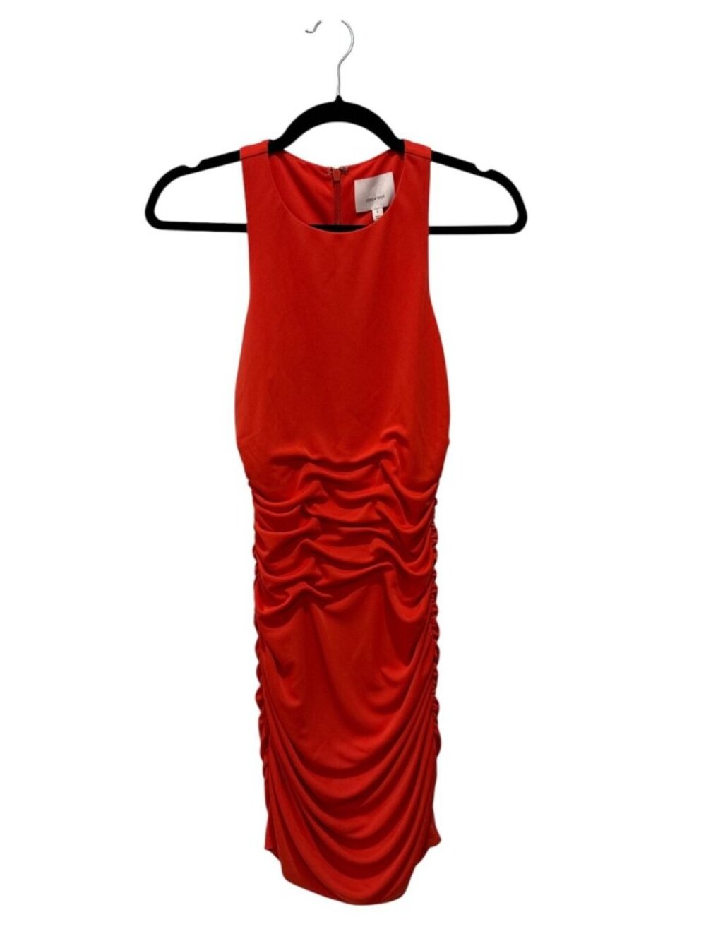Cinq À Sept Orange Ruched Mini Dress With Sleeveless Design & Back Zipper Closur - Picture 3 of 7